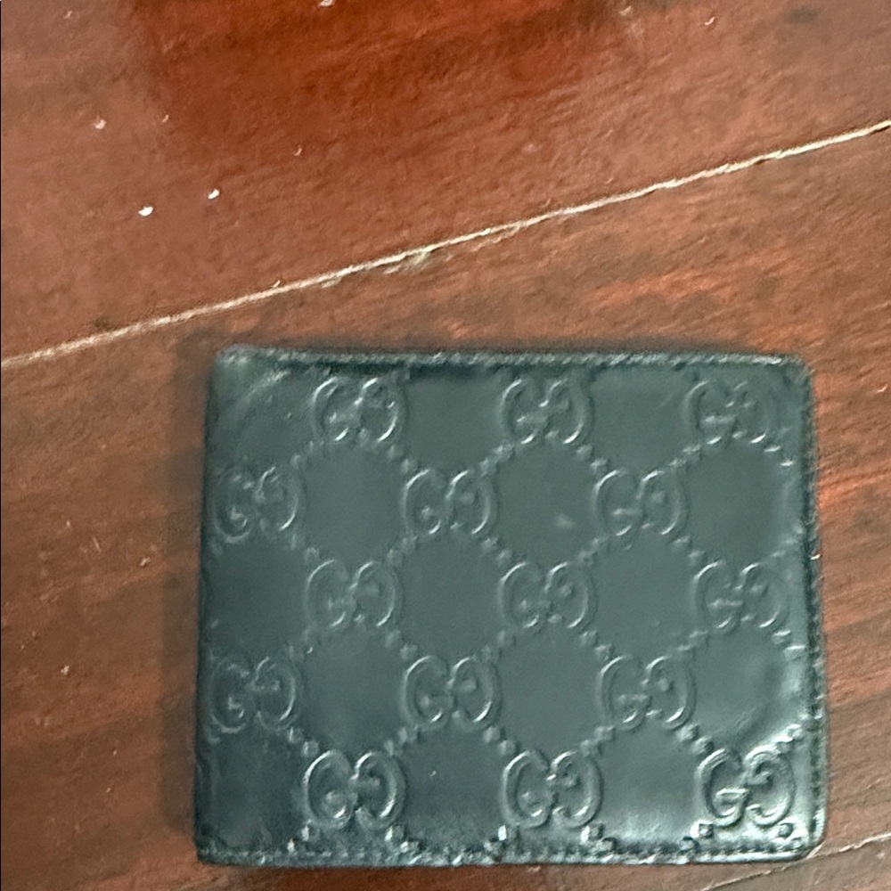 Gucci Black Embossed Leather Card Holder